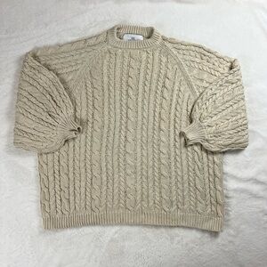 Mr Mittens Cotton Women's Cream Chunky Cable Knit Jumper Sweater